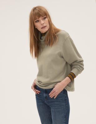 

M&S Collection Sudadera con cuello alto 100% algodónWomens - Mocha, Mocha