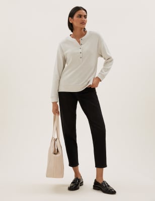 

Womens M&S Collection Textured Long Sleeve Henley Top - Neutral, Neutral