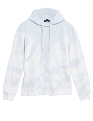 

Womens M&S Collection Pure Cotton Tie Dye Long Sleeve Hoodie - Blue Mix, Blue Mix