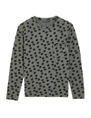 M&S Womens Pure Cotton Floral Long Sleeve Top