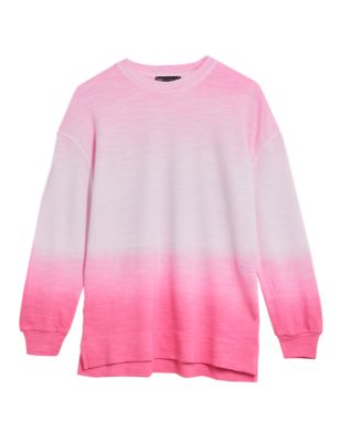 M&S Womens Pure Cotton Tie Dye Relaxed Sweatshirt