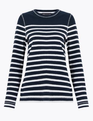 Pure Cotton Striped Long Sleeve Top | M&S Collection | M&S