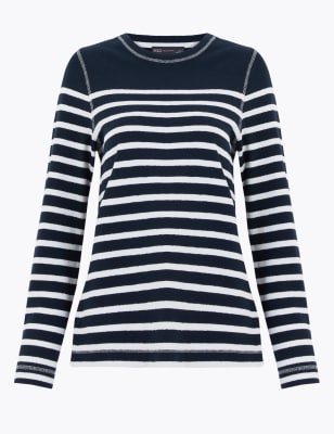 Pure Cotton Striped Long Sleeve Top | M&S Collection | M&S