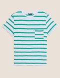 Pure Cotton Striped Pocket T-Shirt