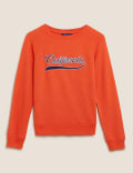 Pure Cotton Slogan Long Sleeve Sweatshirt