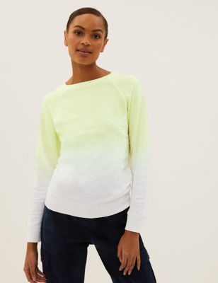 Womens M&S Collection Pure Cotton Tie Dye Crew Neck Sweatshirt - Yellow Mix, Yellow Mix
