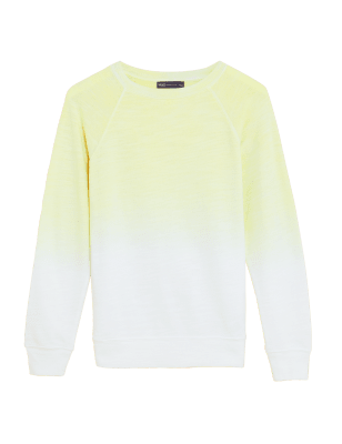 

M&S Collection Sudadera teñida 100% algodón con escote cerradoWomens - Yellow Mix, Yellow Mix