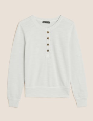 

Womens M&S Collection Pure Cotton Crew Neck Sweatshirt - Onyx, Onyx
