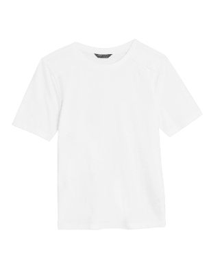 

Womens M&S Collection Pure Cotton Embroidered T-Shirt - White, White