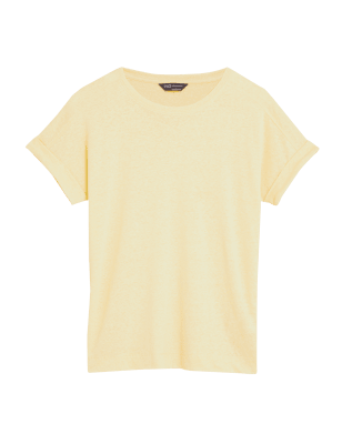 

M&S Collection Camiseta de lino de manga cortaWomens - Yellow, Yellow