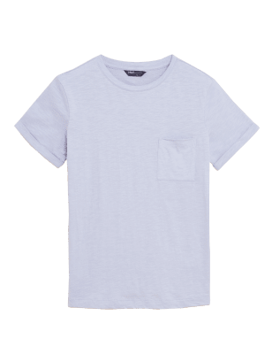 

Womens M&S Collection Pure Cotton Crew Neck T-Shirt - Lilac, Lilac