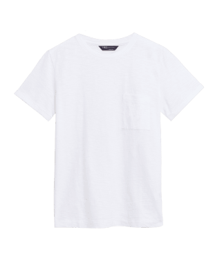 

M&S Collection Camiseta 100% algodón con escote cerradoWomens - White, White