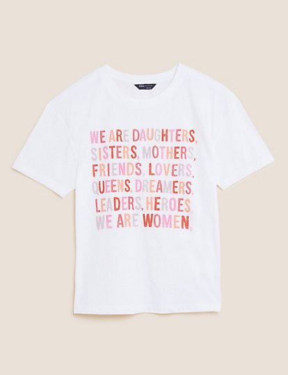 Pure Cotton Women Slogan T-Shirt