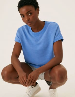 

Womens M&S Collection Pure Cotton Short Sleeve Sweatshirt - Fresh Blue, Fresh Blue