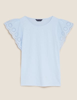 

Womens M&S Collection Pure Cotton Embroidered Sleeveless Vest - Pale Blue, Pale Blue