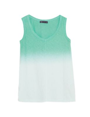 

Womens M&S Collection Pure Cotton Tie Dye Longline Vest Top - Green Mix, Green Mix