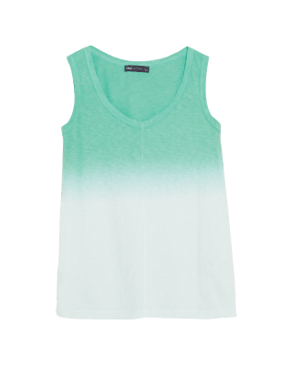 

Womens M&S Collection Pure Cotton Tie Dye Longline Vest Top - Green Mix, Green Mix