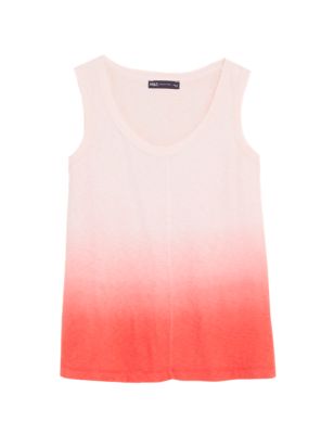 

Womens M&S Collection Pure Cotton Tie Dye Longline Vest Top - Peach Mix, Peach Mix