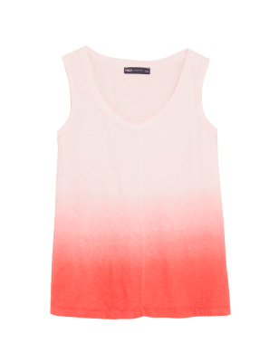 

Womens M&S Collection Pure Cotton Tie Dye Longline Vest Top - Peach Mix, Peach Mix