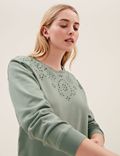 Pure Cotton Embroidered Sweatshirt