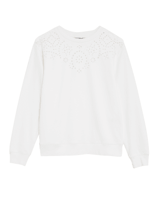 

M&S Collection Sudadera 100% algodón con bordadoWomens - Ivory, Ivory