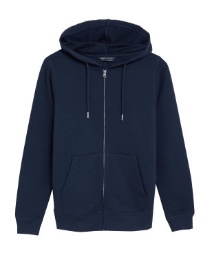 

M&S Collection Sudadera con capucha 100% algodón con cremalleraWomens - Navy, Navy