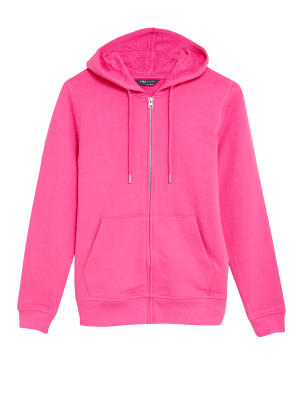 

Womens M&S Collection Pure Cotton Zip Up Hoodie - Rose Pink, Rose Pink