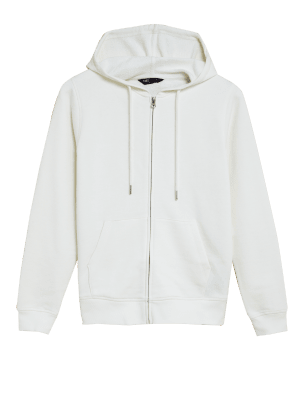 

Womens M&S Collection Kapuzenpullover aus reiner Baumwolle mit Reißverschluss - Ivory, Ivory