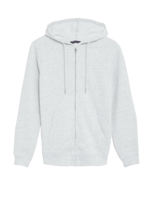 

Womens M&S Collection Pure Cotton Zip Up Hoodie - Grey Marl, Grey Marl