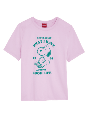 

Womens M&S Collection Pure Cotton Snoopy™ Short Sleeve T-Shirt - Purple Mix, Purple Mix