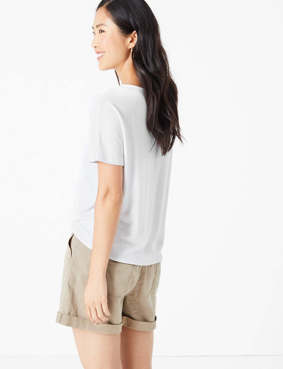 Touch V-Neck Relaxed Tie Hem Top