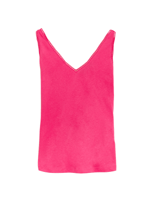 

Womens M&S Collection Linen Rich V-Neck Sleeveless Vest - Fuchsia, Fuchsia