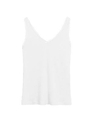 

Womens M&S Collection Linen Rich V-Neck Sleeveless Vest - White, White