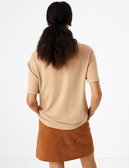Marl Relaxed Fit Short Sleeve Top