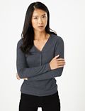 V-Neck Fitted Long Sleeve Top
