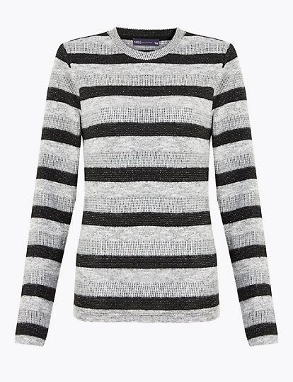 Sparkly Striped Straight Fit Sweatshirt