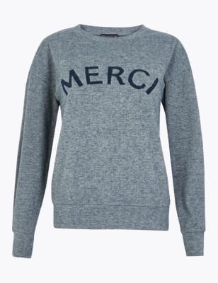 Merci Slogan Straight Fit Sweatshirt
