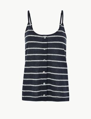Linen Blend Striped Regular Fit Camisole Top | M&S Collection | M&S