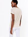 Linen Rich Striped Relaxed T-Shirt