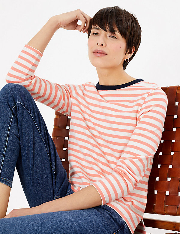 Pure Cotton Striped Long Sleeve Top - BE
