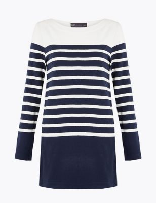 Pure Cotton Striped Longline Sweatshirt | M&S Collection | M&S