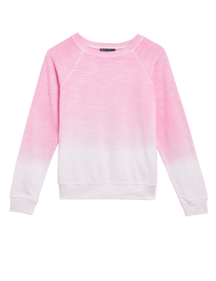 

M&S Collection Sudadera de manga larga 100% algodón de espacio teñidoWomens - Bright Pink Mix, Bright Pink Mix