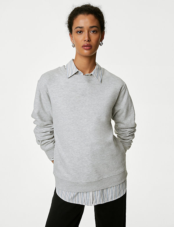 Katoenrijke sweater met ronde hals - BE