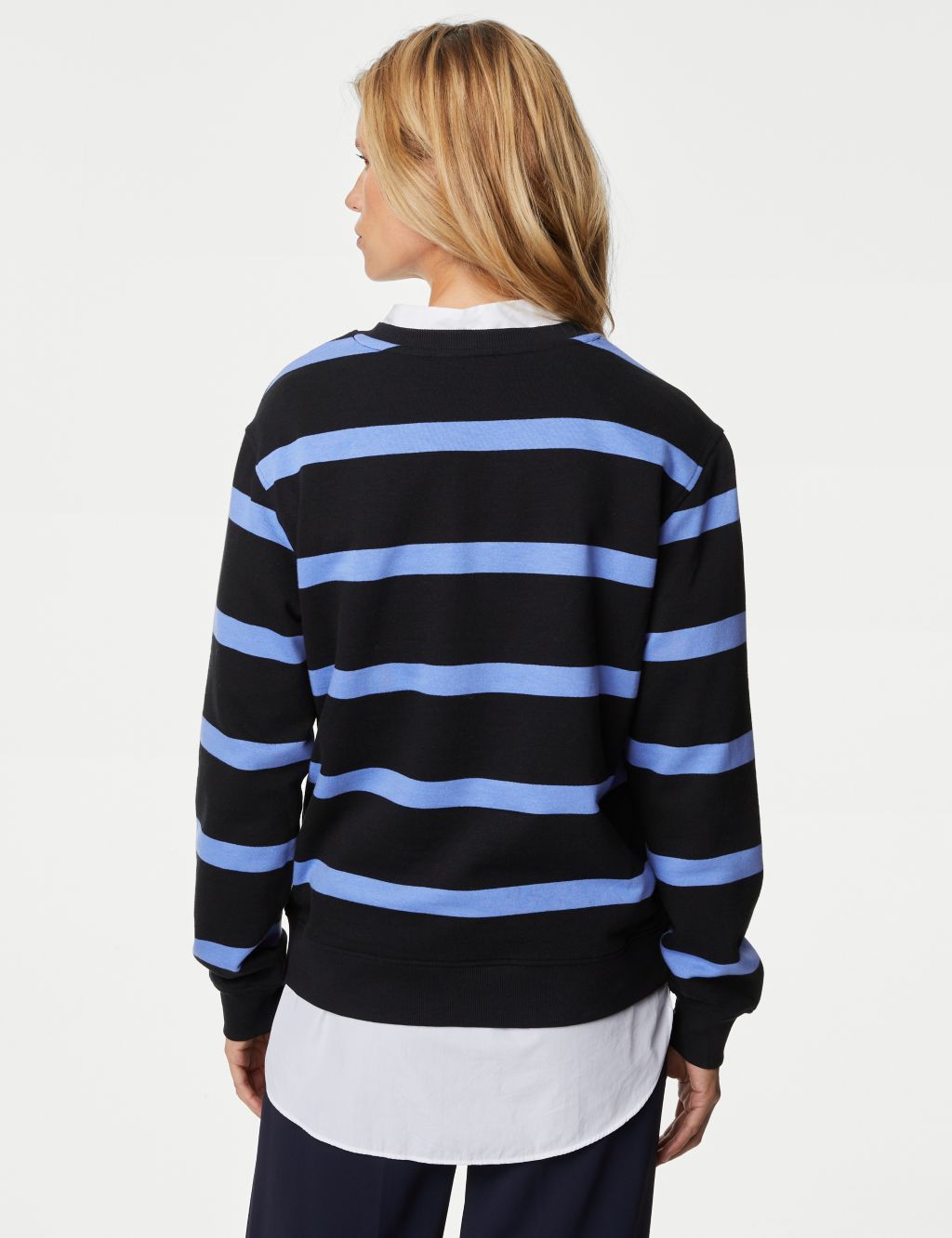Cotton Rich Striped Crew Neck Sweatshirt image 5