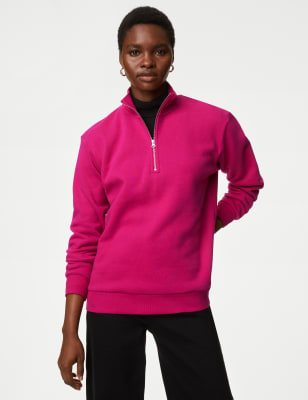 

M&S Collection Sudadera con media cremallera de algodónWomens - Cerise, Cerise