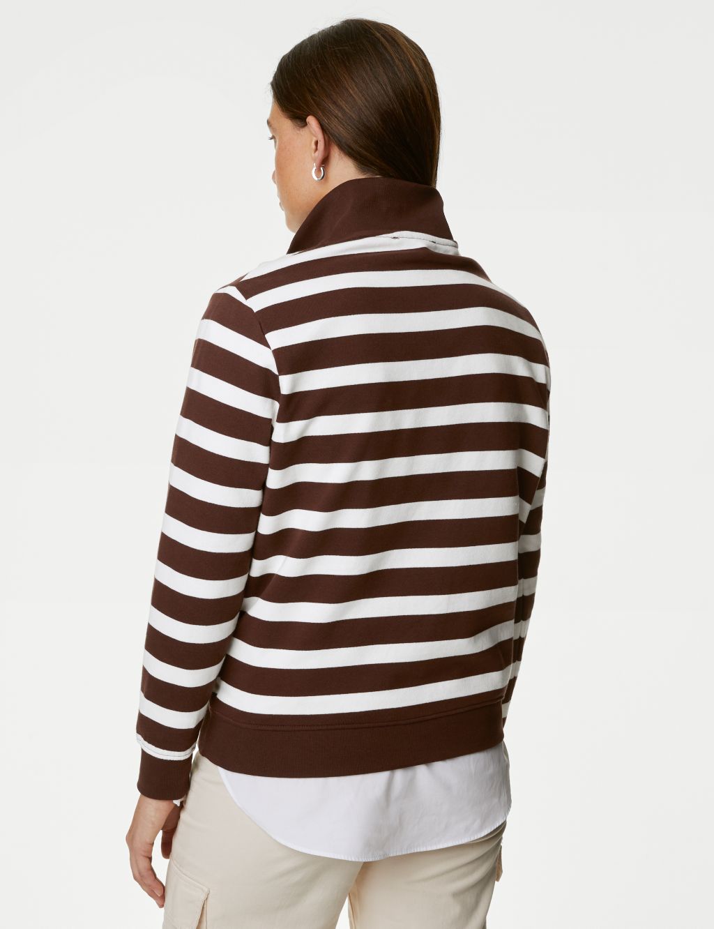 Cotton Rich Striped Half Zip Sweatshirt image 5