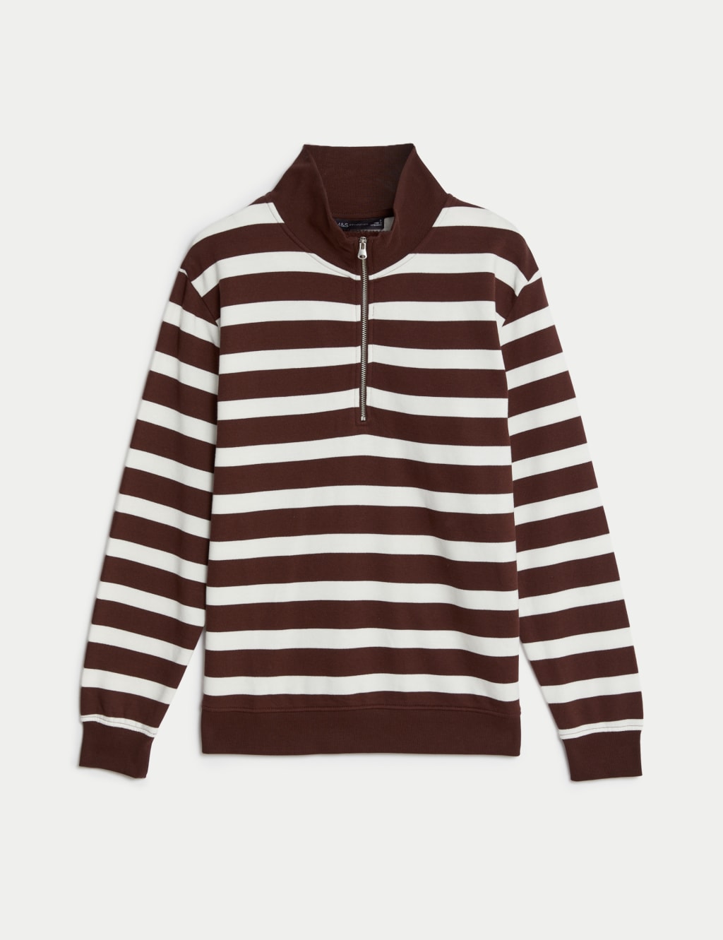 Cotton Rich Striped Half Zip Sweatshirt image 2