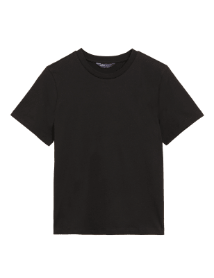 

Womens M&S Collection Pure Cotton Crew Neck Modern Tee - Black, Black