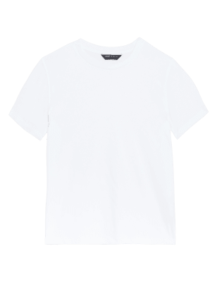 

Womens M&S Collection Pure Cotton Crew Neck Modern Tee - White, White