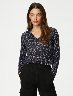 

Womens M&S Collection Lang geschnittenes Oberteil mit Muster - Black Mix, Black Mix